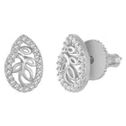 Timeless Divine Droplets CZ Pendant Set. Silver-plating pendant necklace and earrings set, leaf accent with cubic zirconia stones by Peora.