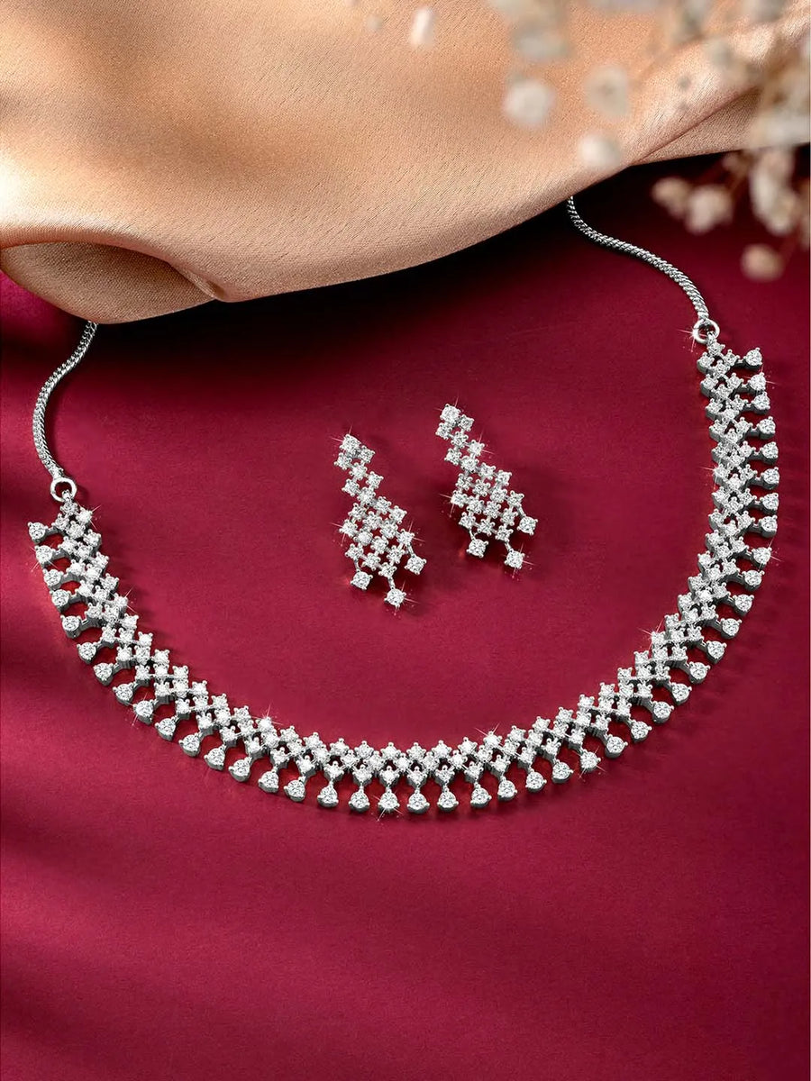 CZ Necklace Set – Premium Jewellery with Sparkling Finish by Peora
