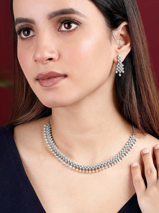 CZ Necklace Set – Premium Jewellery with Sparkling Finish by Peora
