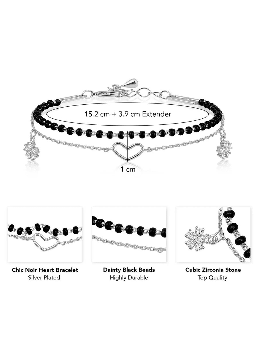 Chic Noir Heart Bracelet – Stylish Black-Toned Jewellery by Peora
