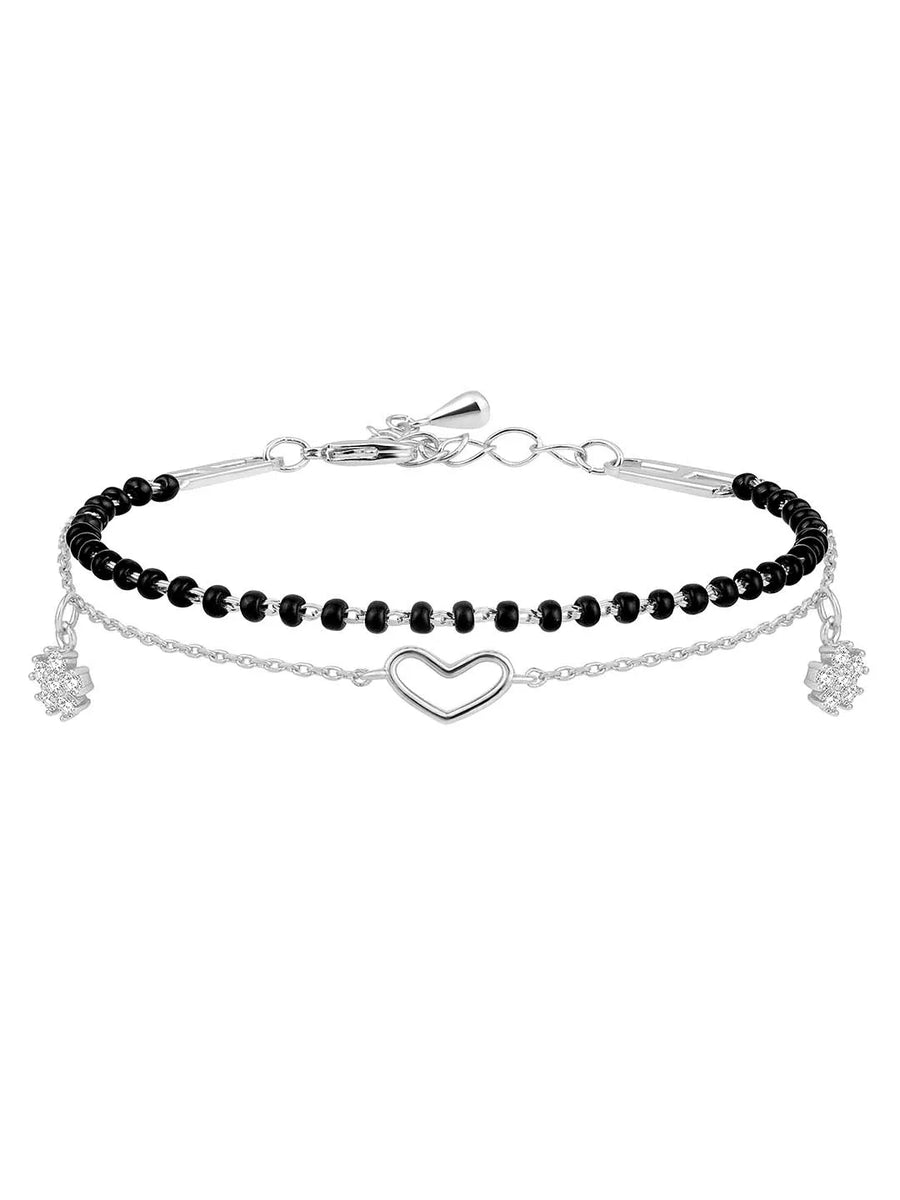 Chic Noir Heart Bracelet – Stylish Black-Toned Jewellery by Peora
