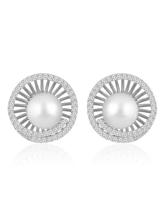 Touch of Mystic Pearls CZ Stud - Silver