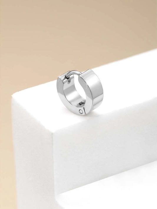 Modern Stainless Steel Hoop Earrings - Silver