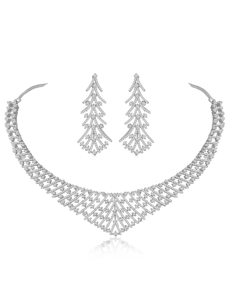 Divinity CZ Necklace Set – Graceful CZ Stone Jewellery by Peora
