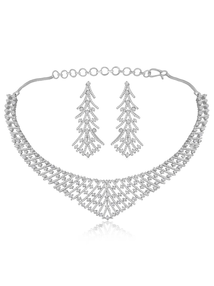 Divinity CZ Necklace Set – Graceful CZ Stone Jewellery by Peora
