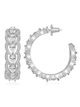 Sparkle & Shine CZ Hoop Earrings. Silver-plated hoop earrings with cubic zirconia stones from Peora.