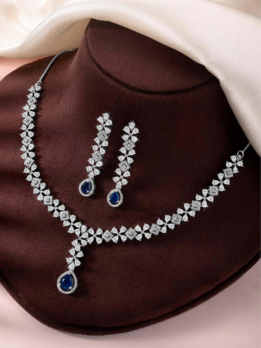 CZ Necklace Set – Elegant Sparkle Jewellery Collection by Peora
