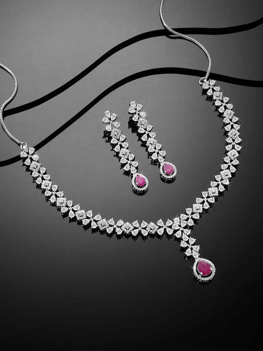 CZ Necklace Set – Elegant Sparkle Jewellery Collection by Peora
