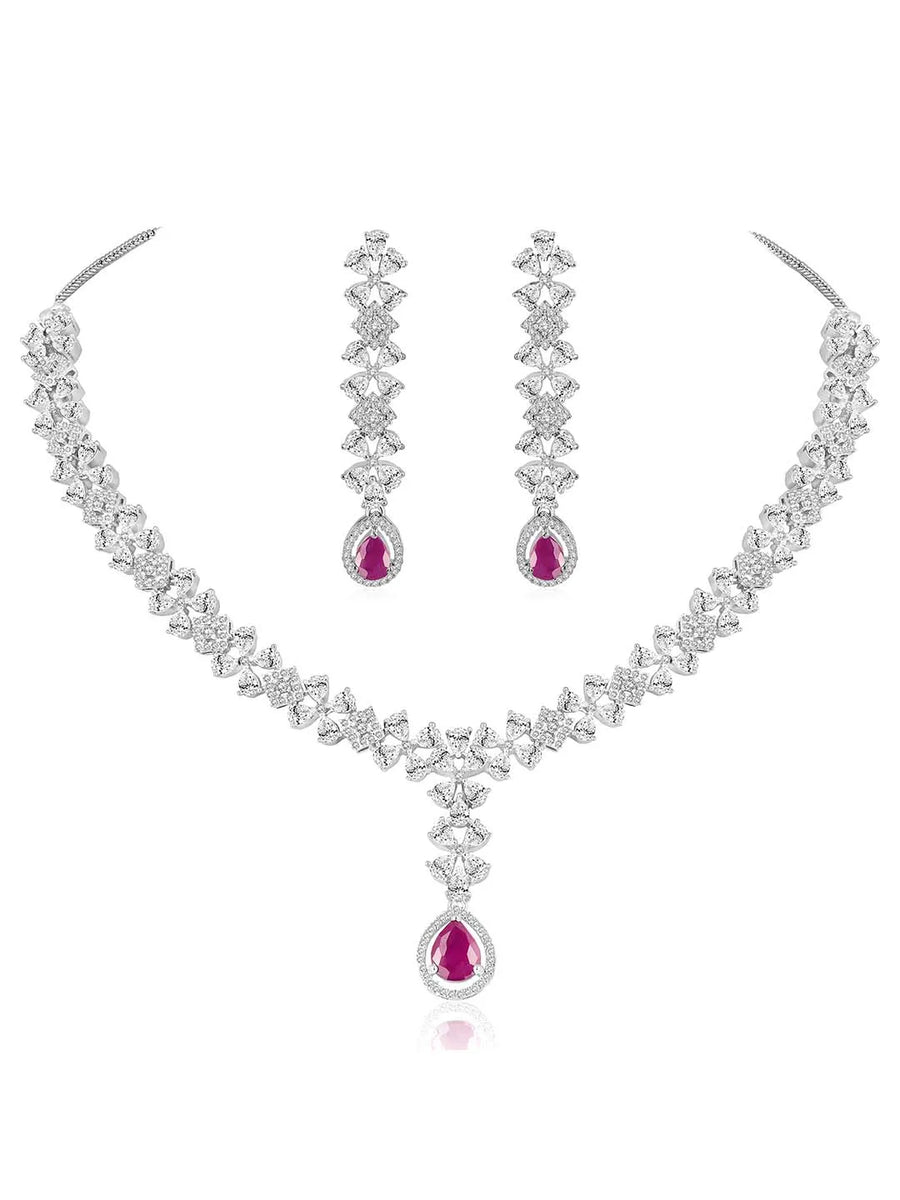 CZ Necklace Set – Elegant Sparkle Jewellery Collection by Peora
