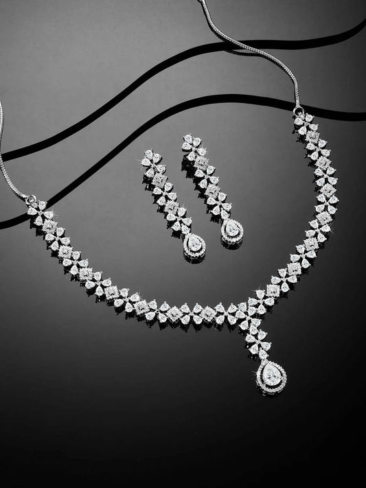 CZ Necklace Set – Elegant Sparkle Jewellery Collection by Peora
