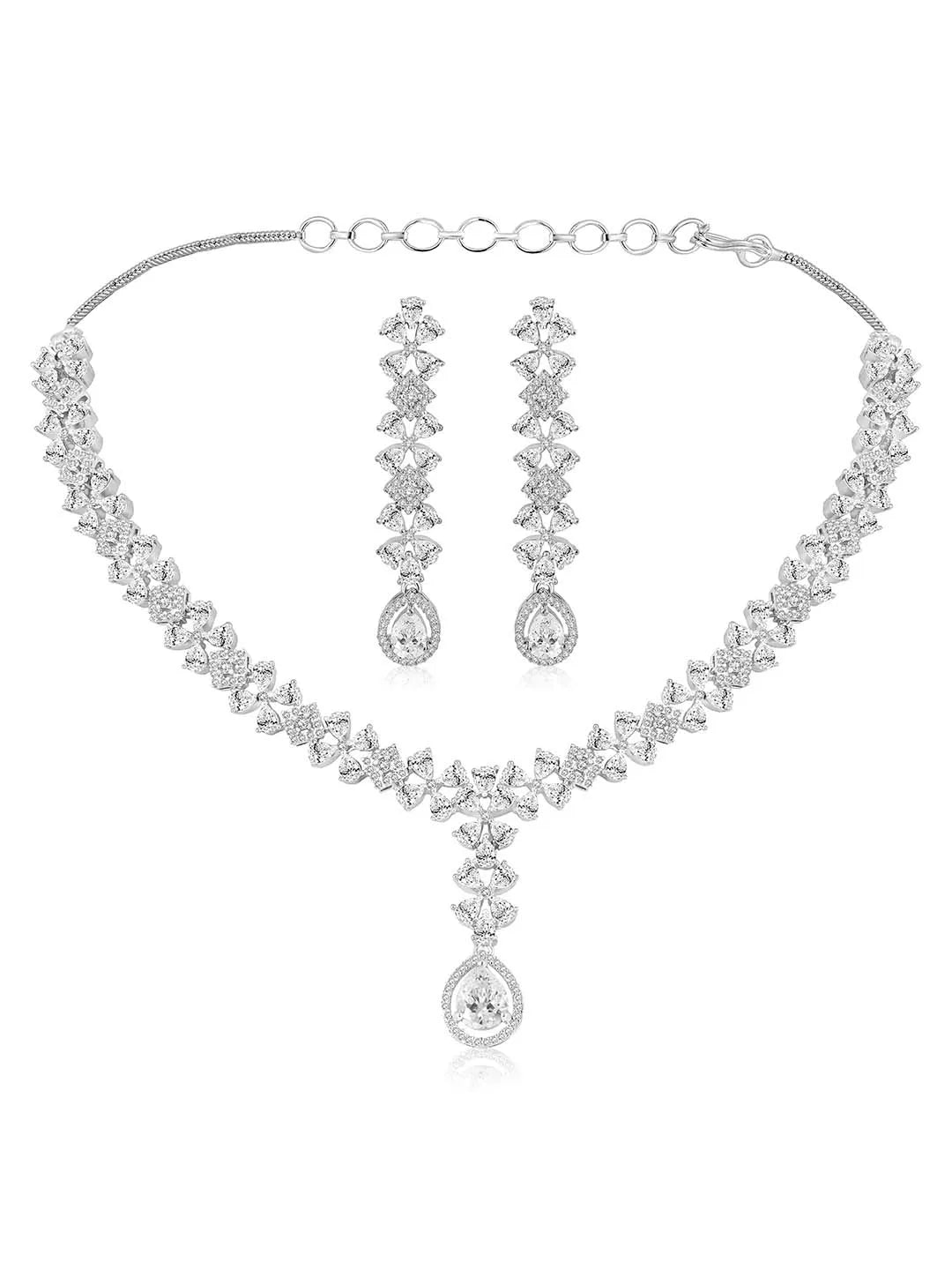 CZ Necklace Set – Elegant Sparkle Jewellery Collection by Peora
