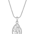 Timeless Divine Droplets CZ Pendant Set. Silver-plating pendant necklace and earrings set, leaf accent with cubic zirconia stones by Peora.