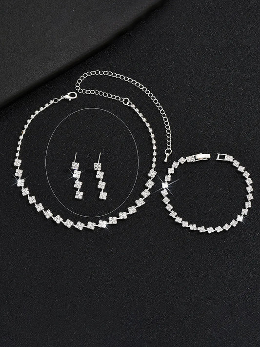 Square CZ Design Necklace Set for Women