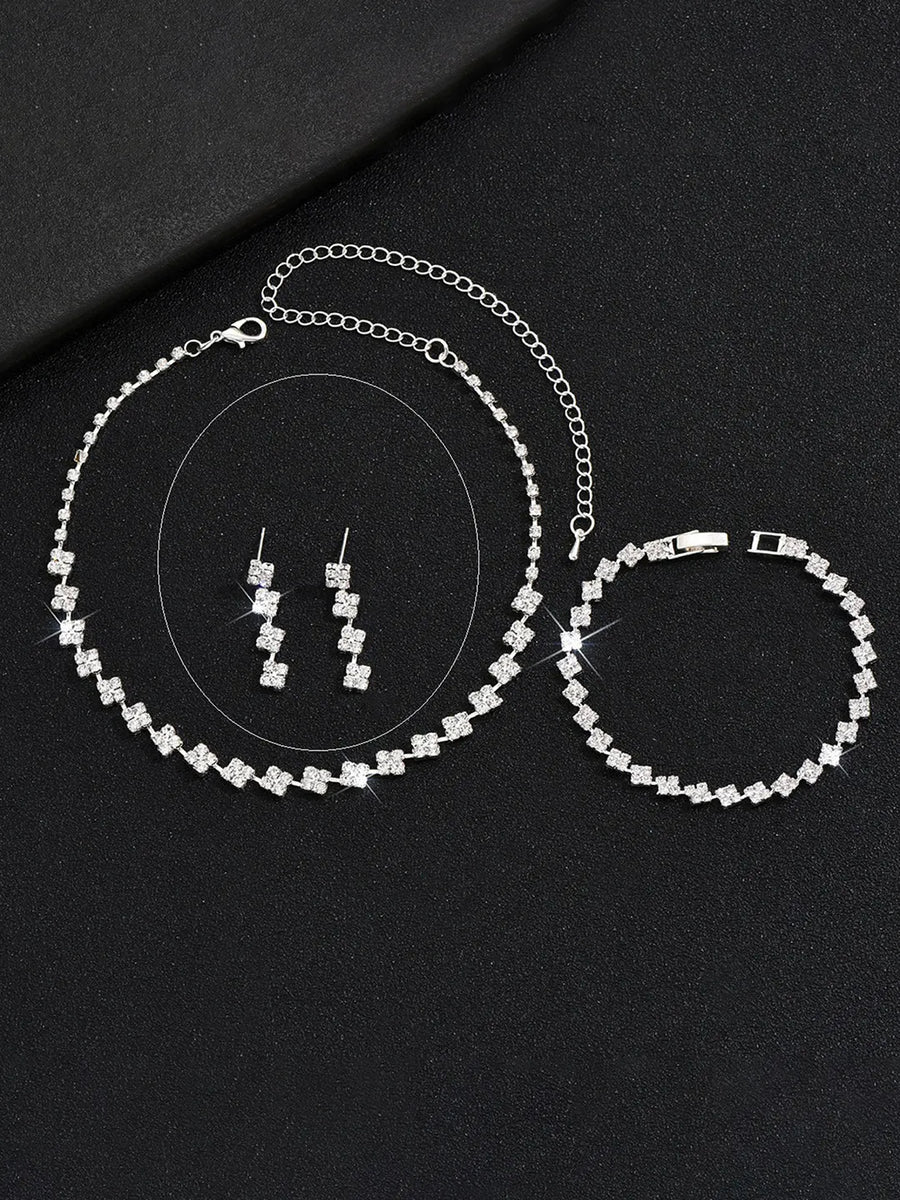 Square CZ Design Necklace Set for Women