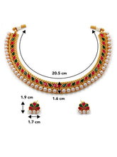 Traditional Rani Pink Green Stone Choker Set