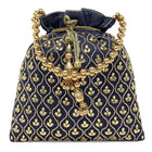 Shine On Studded Stone Potli Bag - Blue