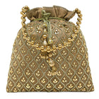 Shine On Studded Stone Potli Bag - Brown