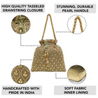 Shine On Studded Stone Potli Bag - Brown