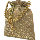 Shine On Studded Stone Potli Bag - Brown