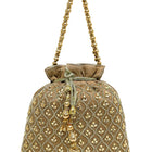 Shine On Studded Stone Potli Bag - Brown