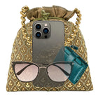 Shine On Studded Stone Potli Bag - Brown