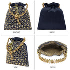 Shine On Studded Stone Potli Bag - Blue