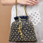 Shine On Studded Stone Potli Bag - Blue