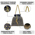 Shine On Studded Stone Potli Bag - Blue