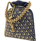 Shine On Studded Stone Potli Bag - Blue