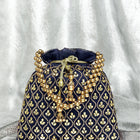 Shine On Studded Stone Potli Bag - Blue