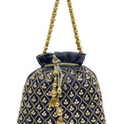 Shine On Studded Stone Potli Bag - Blue
