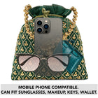 Shine On Studded Stone Potli Bag - Green