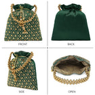 Shine On Studded Stone Potli Bag - Green
