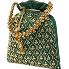 Shine On Studded Stone Potli Bag - Green