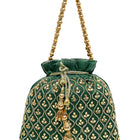 Shine On Studded Stone Potli Bag - Green
