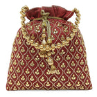 Shine On Studded Stone Potli Bag - Maroon