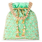 Shine On Studded Stone Potli Bag - Mint