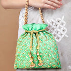 Shine On Studded Stone Potli Bag - Mint