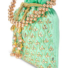 Shine On Studded Stone Potli Bag - Mint
