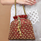 Shine On Studded Stone Potli Bag - Maroon