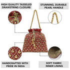 Shine On Studded Stone Potli Bag - Maroon