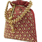 Shine On Studded Stone Potli Bag - Maroon