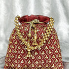 Shine On Studded Stone Potli Bag - Maroon