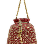 Shine On Studded Stone Potli Bag - Maroon