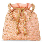 Shine On Studded Stone Potli Bag - Peach
