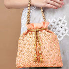 Shine On Studded Stone Potli Bag - Peach
