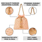 Shine On Studded Stone Potli Bag - Peach