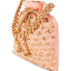 Shine On Studded Stone Potli Bag - Peach