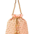 Shine On Studded Stone Potli Bag - Peach