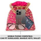 Shine On Studded Stone Potli Bag - Rani Pink